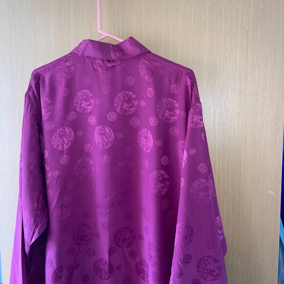 Begonia Vintage Mens Shirt Size XXL Pink Embossed Rare Casual Pure Silk - Picture 10 of 12